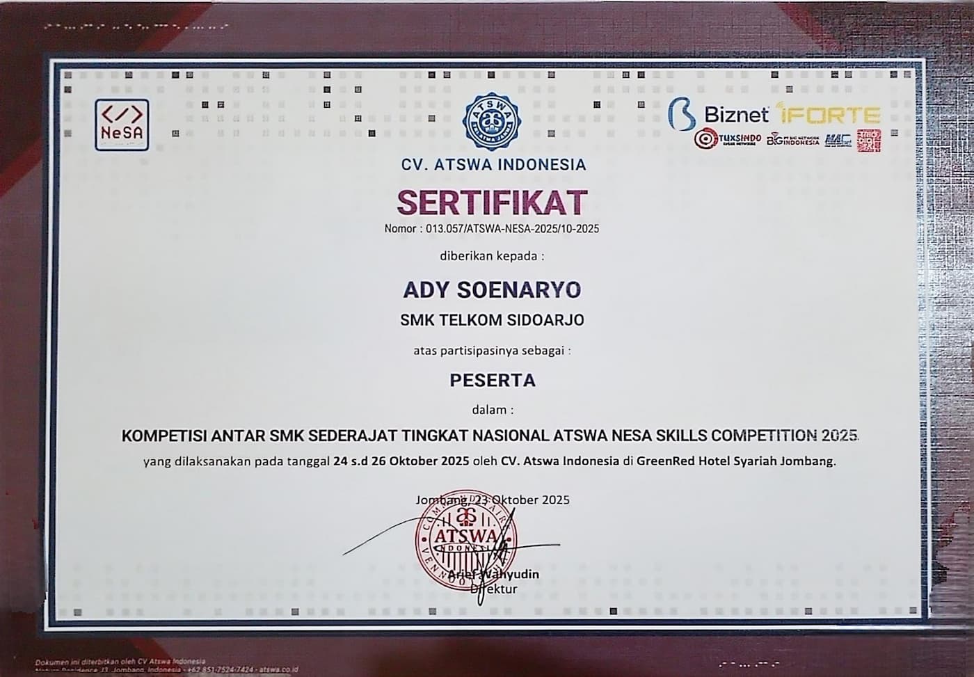 Certificate Network Administration - by Atswa Nesa 2025